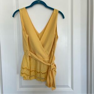 SHEIN Yellow Peplum Tank with Waist Tie - Size Small